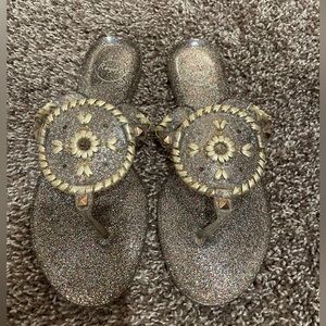 Jack Rogers sandals clear with glitter and gold accents. Worn once.